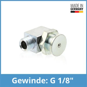 DIN 3404 M1 (Ø16mm) G 1/8" 90° Winkel-Flachschmiernippel Stahl verzinkt - Picture 1 of 1