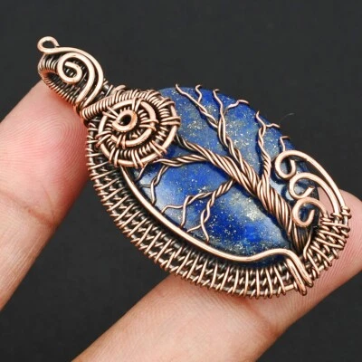 Lapis Lazuli Copper Wire Wrapped Pendant Jewelry Gift For Her CCP 102 - Image 1 of 4