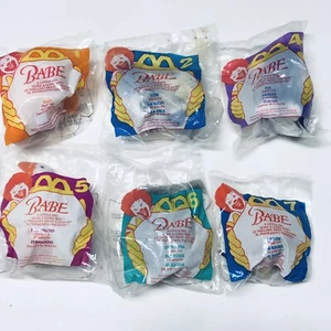 BABE The PIG PLUSH 6 Pk Babe Fly Duchess Cow Mouse Goose McD 1995 Will Separate - Picture 1 of 5