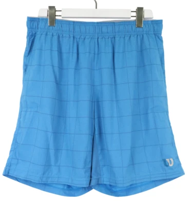 Shorts Wilson Pour Hommes GRAND Élastique À La Taille Poches Carreaux Bleus - Photo 1/4