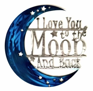 Metal I Love You To The Moon And Back Plasma Cut Metal Art Sign 18" Wide - Picture 1 of 3