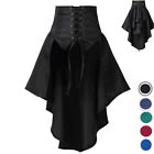 Gothic Women's Skirt Steampunk Ruffles Pleated A-Line Skirt Corset Lace-up Skirt