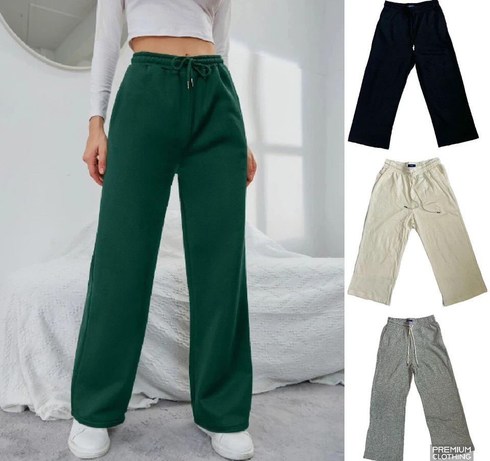 EX STORE Womens Joggers Solid Drawstring Slant Pocket Fleece POCKETS Bottoms GYM - Image 1 of 1