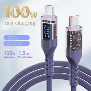 USB C to USB C Cable 100W PD Fast Charging Cord Type-C Charger with LED Display* - Picture 1 of 13