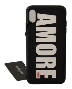 Funda protectora para teléfono Dolce & Gabbana negra blanca DG AMORE iPhone XS Max PVP $200 - Imagen 1 de 5