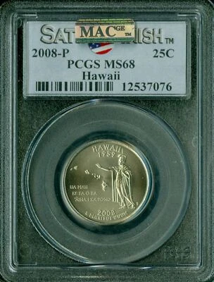 2008 P HAWAII QUARTER PCGS MS68 SF PQ 2ND FINEST REGISTRYMAC  SPOTLESS * - Image 1 of 2