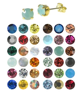 Modeschmuck Ohrstecker vergoldet mit Swarovski Kristall in verschiedenen Farben - Picture 1 of 53