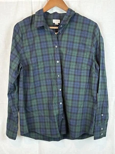 J. Crew Black Watch Plaid Cotton Popeline Shirt Signature Fit Large - Bild 1 von 6