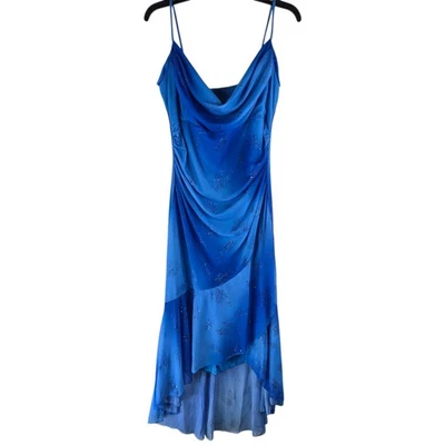 Vintage Taboo Womens 1X *Runs Small Blue Hi Low Hem Glitter Fairy Dress Prom Y2K - Image 1 of 4