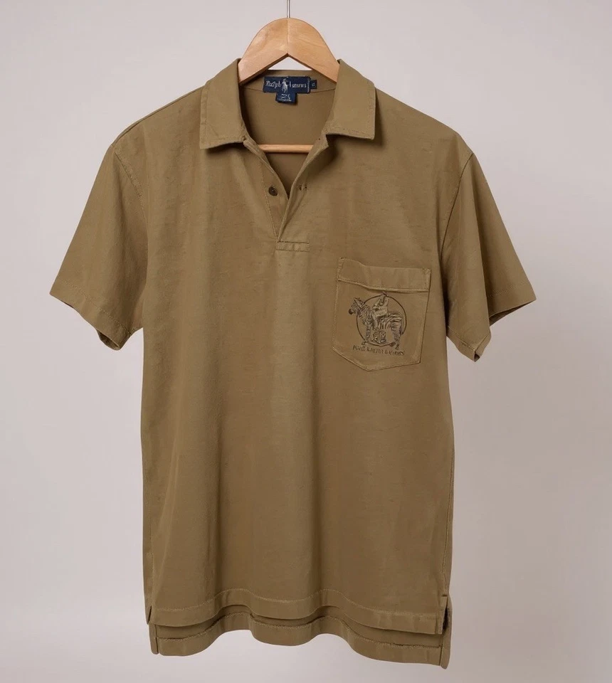 Vintage Polo Ralph Lauren Shirt Mens S Caramel Brown Woman Riding Zebra Cotton - Image 1 of 4