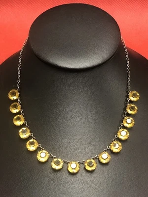 JUEGO BISEL ESTERLINA VINTAGE COLLAR CITRINO 14,5" Foto 1 de 4