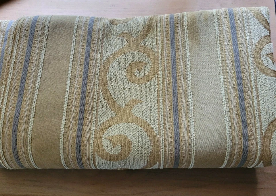 Vintage Golden Brocade Striped Upholstery Fabric 1-piece 52" W x 1 yard 15" L - Image 1 of 4