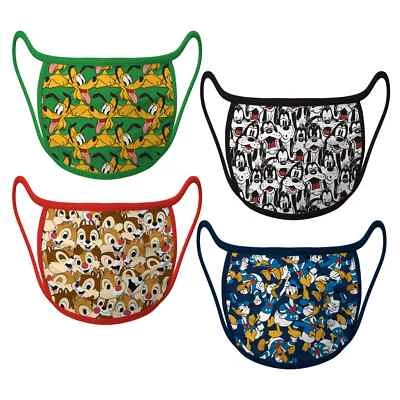 Disney Cloth Face Mask 4 Pack Donald Goofy Pluto Chip Dale Kids Adult S M L XL - Image 1 of 4