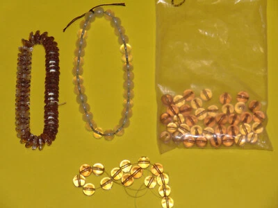 Czech Glass Pressed Flower Cup & 7.5mm Round Bead Strand Variety Lot of 4 NOS - Image 1 of 4