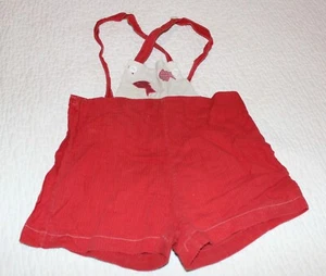 VTG 30s GIRLS BOYS RED COTTON SUMMER SHORTS ROMPER W/FISH HEALTH-TEX STANTOGS 2T - Picture 1 of 6