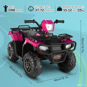 12V Electric Car Kids ATV 4 Wheeler for Kids Battery Powered Ride on ATV Gifts - Picture 1 of 8