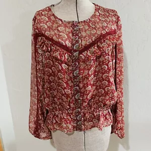 American Eagle Bluse Hemd Rüschen Langarm Landhaus Romantik Western XL - Bild 1 von 12