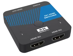 2 IN/1 OUT HDMI Switch AUTO-SELECT 8K@60Hz / 48Gbps HDMI 2.1/HDCP2.3 - Picture 1 of 1