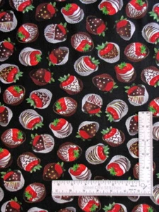 Chocolate Covered Strawberry Fabric Chocolicious Cotton Kanvas Studio 1.1 Yards - Picture 1 of 1