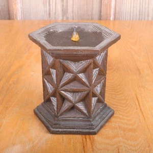 Hallmark Brown Hexagon Candle Holder Pillar - Picture 1 of 6