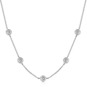 Collana girocollo a bolla 1 ct 2,5 mm creata in laboratorio VVS1/D/eccellente passaggio test diamante - Foto 1 di 5
