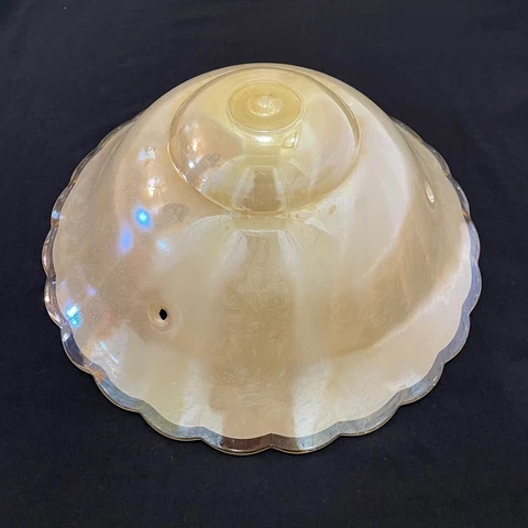 Vintage 10.5" Opalescent Carnival Glass Ceiling Light Fixture Cover Three Hole Cover