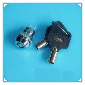 Mini Interrupteur contacteur à clé clef ronde de contact 220v 12v  Long 24mm - Picture 1 of 4