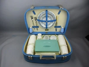 Vintage English Brexton Picnic Original 2 Persons Picnic Set 1950s ENGLAND - Picture 1 of 12