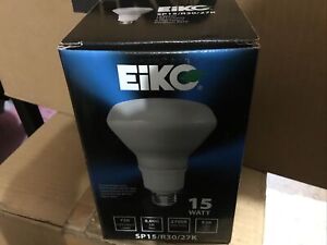 Case of 20 EIKO SP15/R30/27K CFL Fluorescent Light Bulb 15W 60W Equivalent 120V