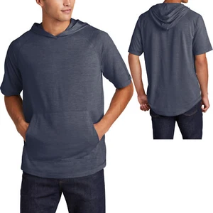 Mens Heatherd Hoodie Soft Short Sleeve Pullover Moisture Wicking Tee XS-4XL NEW! - Picture 1 of 5