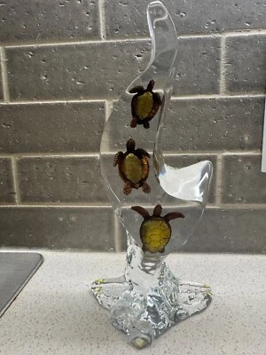 Escultura acrílica firmada por Robert Wyland 'Sea Turtle Realm' 1627/200 AP USADA EN EXCELENTE ESTADO Foto 1 de 4