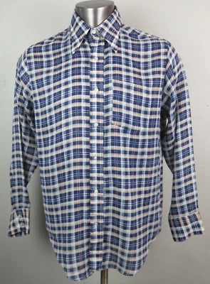 Mens Vintage Towncraft Shirt Button Front Polyester Rayon Blue Size L Geometric - Image 1 of 4