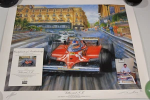 1981 Monaco GP F1 Gilles & AJ Print Signed Greg McNeill 30/250 COA 80x67.5cm - Picture 1 of 18