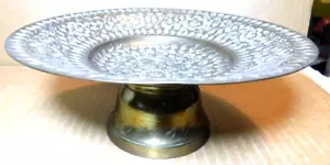 Unbranded~India Serving Platter Signed 176 Brass Ornate Footed Pedestal Etched - Picture 1 of 12