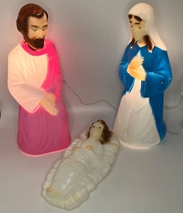 Empire Nativity Blow Mold 3 Piece Set Mary Joseph  Baby Jesus Christmas Decor - Picture 1 of 24