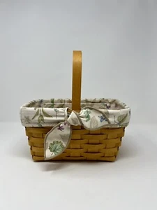 Longaberger Baskets 2002 Spring Basket Botanical Fields Wooden Insert & Liner - Picture 1 of 16