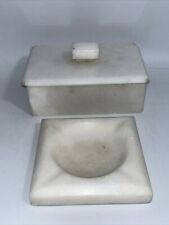 White Marble Cigarette / Trinket Box, With Marble Ashtray, Vintage