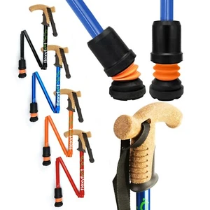 Flexyfoot Folding Walking Stick - Cork or Derby Handle - Anti Shock Technology - Picture 1 of 34