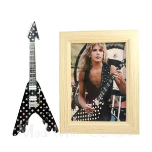Miniature Guitar RANDY RHOADS + PHOTO 5X7 Polkadot Flying V - Picture 1 of 3