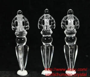 4pcs Natural clear Quartz crystal buddhist amulet VAJRA dorje Healing Pendant - Bild 1 von 10