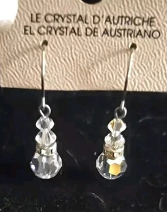 ¡NUEVO! Pendientes Cristales Austriacos Colgantes Ganchos Plata Brillo Orejas Perforadas  - Imagen 1 de 5