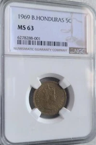 British Honduras 5 Cents 1969 NGC MS 63 - Picture 1 of 2