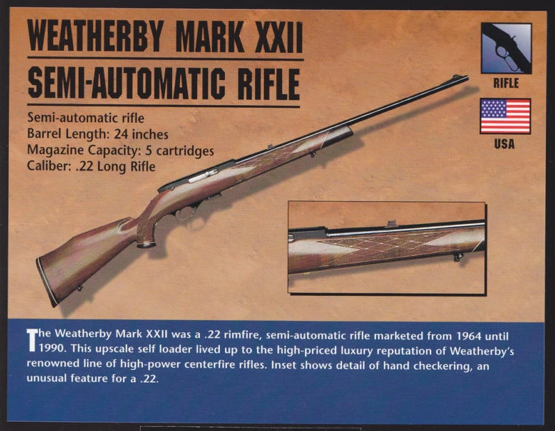 WEATHERBY MARK XXII SEMI-AUTOMATIC RIFLE .22 Gun Classic Firearms PHOTO CARD - Image 1 of 1