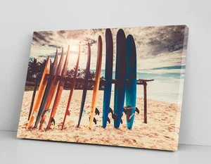 Surfboard Wall Art Beach House Decor Framed Canvas Ready To Hang Surfing Gift - Picture 1 of 12