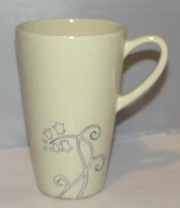 IKEA Cream Blue Floral Outline Flowers Ceramic Coffee Mug Tea Cup 10866 Odmjuk - Picture 1 of 7