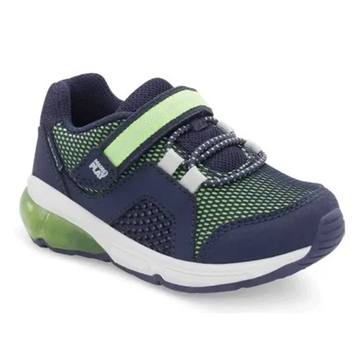 Tênis Stride Rite masculino tamanho 2 Lumi salto verde azul iluminado novo com etiquetas - Imagem 1 de 4