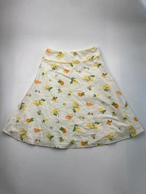 Liz Claiborne Women's Petite 4 Cream Orange and Lemon Print Skirt - Image 1 of 3