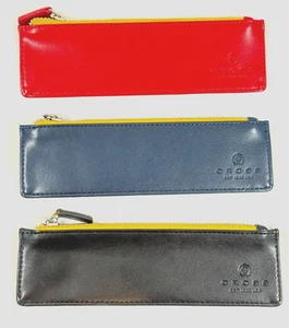 CROSS LEATHER ZIPPER FLAP MULTI-PEN POUCH WITH CROSS LOGO #GWP-48 - Picture 1 of 5
