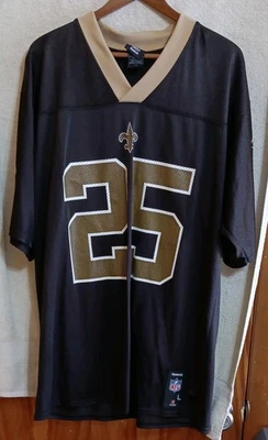 Ropa del equipo NFL Reebok New Orleans Saints Reggie Bush 25 camiseta negra grande Foto 1 de 4