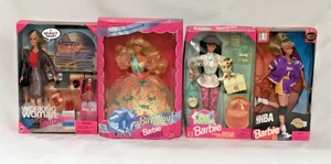 Lot of 4 Barbie Dolls NRFB – NBA Lakers, Pet Doctor, Working Woman, Birthday 90s - Picture 1 of 18